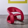 A Red Leather Sculptural Cantilevered 'Tongue' Lounge Chair by Jaymar