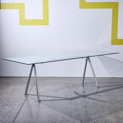 A Contemporary A-Frame Glass Table