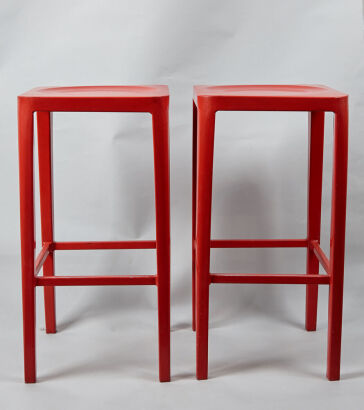 A Set of Six Vintage Alloy Barstools