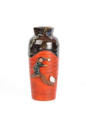 A Sumida Pottery Tapered Ribbed Vase