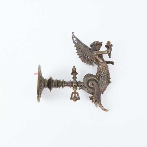 A Victorian Gilt Bronze Seraphim Wall Sconce