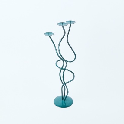 A Green Metal Twisty Candle Holder