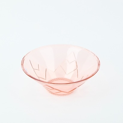 A Pink Art Deco Pressed Glass Serving Bowl