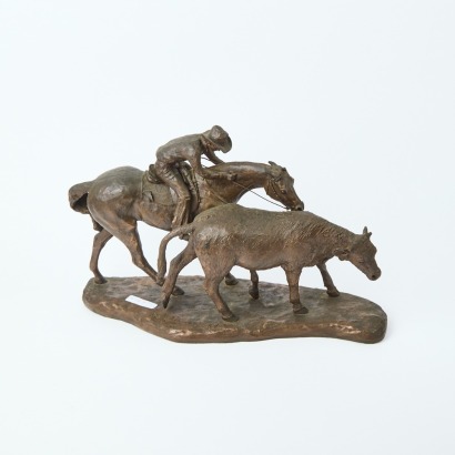 A Mary Pinset Cast Bronze 'Camp Drafter' Horse Figure