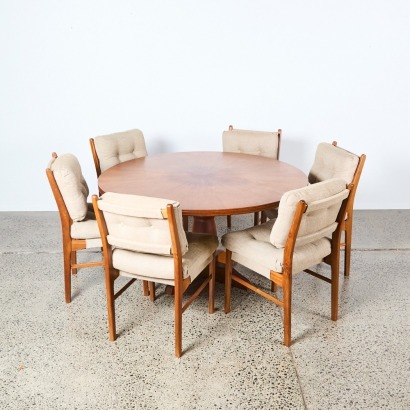 A Danske Mobler Dining Suite With Sunburst Top