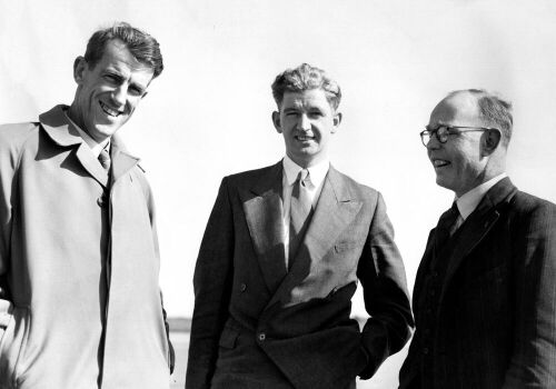 Sir Ed Hillary and Mr George Lowe with President of Alpine Club