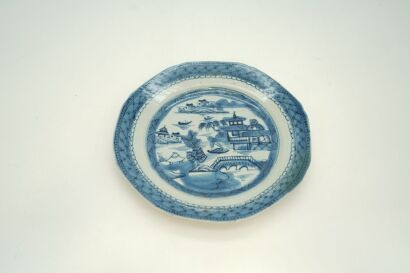A Chinese 18th Century Mid-Qing Dynasty Blue and White 'Landscape' Dish-John Perry Collections