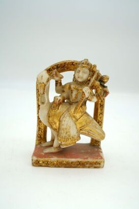 A South Asia Gilt-decorated White Jade Buddha Statute-John Perry Collections