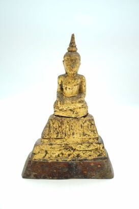 A South Asian Wooden Gilt Buddha Statue-John Perry Collections