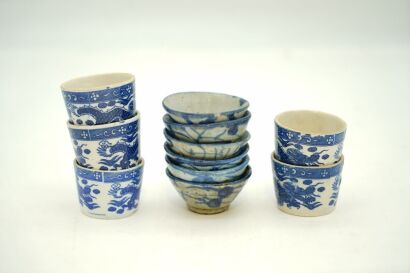 A Group of Eleven Chinese Blue and White Small Cups-John Perry Collections