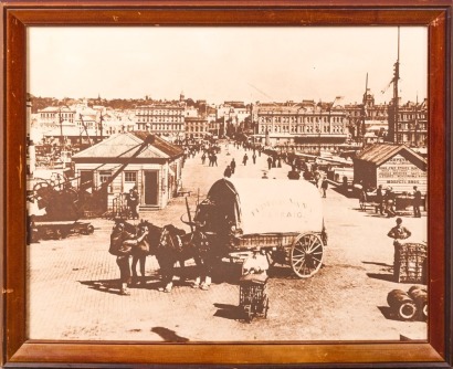 A Framed Reproduction Photograph of Historic Queen Street