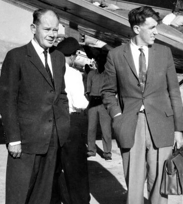ASSOCIATED PRESS PHOTO Sir Edmund Hillary is Greeted by Colonel J M C Roberts
