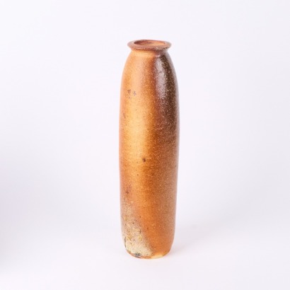 A Carol Stewart Anagama Fired Large Cylindrical Vase