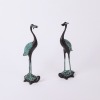 A Pair Of Bronze Cranes On Turtle Backs