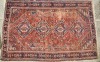 A Large Vintage Persian Shiraz Rug With Wear Dark Red, Blue