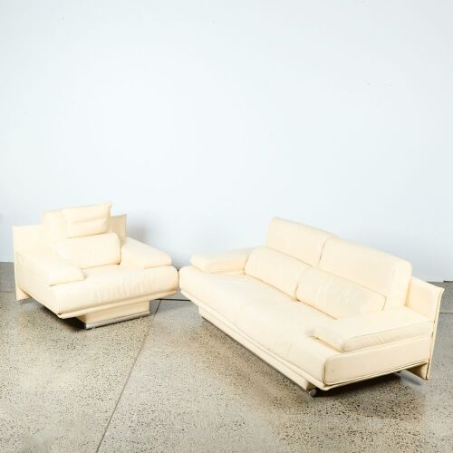 A Rolf Benz 6500 Leather Two Seater And Chair A/F