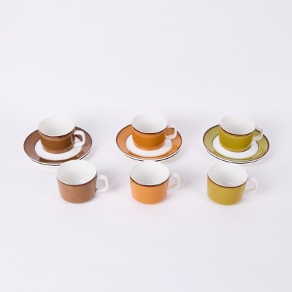 A Set Of Six Mikasa Mediterrania Choco Cups And Saucers