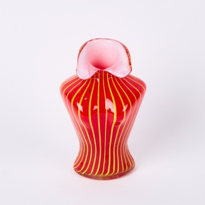A Red Glass Female Bust Form Vase