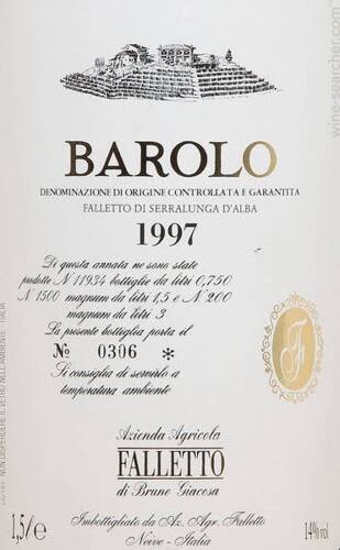 (2) 1997 Giacosa Barolo Falleto, Piedmont 