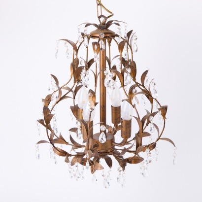 A Leaf and Crystal Chandelier