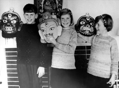 The Three Hillary Children with Tibetan Lama Masks