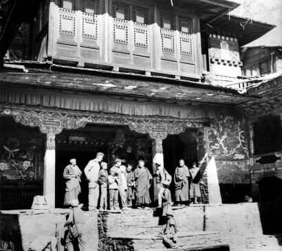 The Hillary Family in the Courtyard of Chewong Monestry