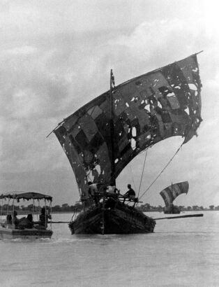 Jet Boat Meets Sailing Dhow on the Ganges