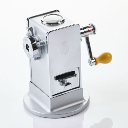 El Casco, M-430CG Grey and Chrome Plated Desktop Pencil Sharpener with Box, Handmade in Spain